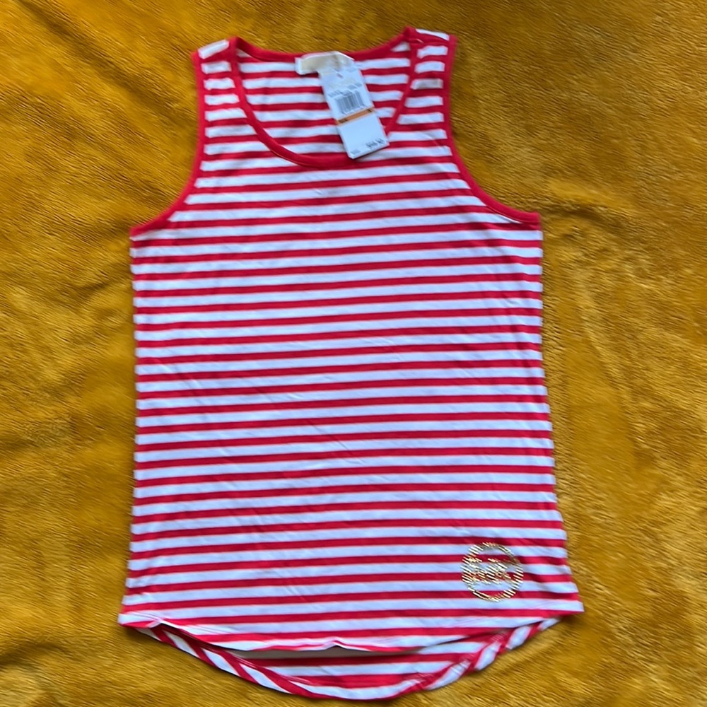 Michael Kors red and white stripe tank top. Size small. New with tags.